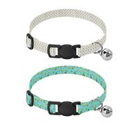 Collar for Puppy Quick Release Buckle Dog Collars for Females 2 Pcs Gold Star White Avocado Fabric