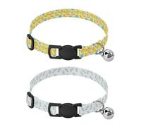 Collar for Puppy Quick Release Buckle Girl and Boy Collar 2 Pcs Orange Blush Blue Angular Light Blue Purple Floral