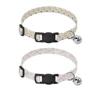 Collar for Small Dogs 5-15Lbs Adjustable Collars for Girl and Boy Dogs 2 Packs Beige Background Blue Yellow Bird Floral White Background Blush Llama Rainbow