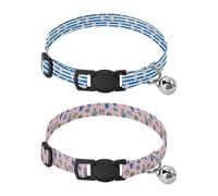 Collar for Small Dogs 5-15Lbs Adjustable Girl & Boy Dog Collars 2 Packs Baseball Striped Succulent Cactus