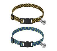 Collar for Small Dogs 5-15Lbs Quick Release Buckle Dog Collars for Males 2 Pack Black Yellow Duckling Green Frog Flower Garden