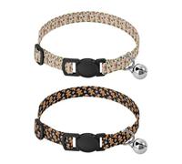 Collar for Small Dogs Adjustable Dog Collar for Girls and Boys 2 Packs Beige Background Gingerbread & Pinecone Black Background Gingerbread Man & Snowflake
