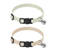 Collar for Small Dogs Adjustable Dog Collar for Girls and Boys Set of 2 Beige Neutral Solid Color Pure Plain Beige Color