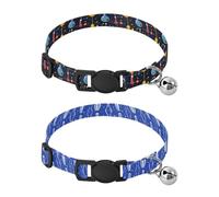 Collar for Small Dogs Release Buckle Male Dog Collars 2 Pcs Chemistry Bottle Black Bowling Navy Blue Pattern