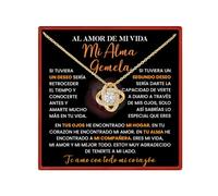 Collar Mi Alma Gemela, Regalo Amor de Mi Vida, Aniversario y Cumpleaños | Mensaje en Español para el Amor de Mi Vida, collar con caja de regalo para aniversario, cumpleaños y momentos especiales