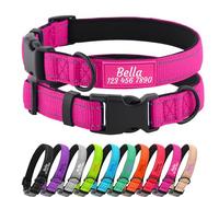 CollarCraze personalised Reflective Dog Collar with Name and Phone Number Soft Neoprene Padded Custom Nylon Dog Collar for Small Medium Large Dogs
