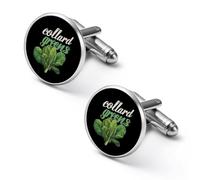 Collard Greens Recipe Plants Seasoning Vegatables Personalized Cufflinks for Men Classic Business Wedding Shirt Cuff Links Gifts 0.7" 0.8"
