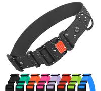 CollarDirect Adjustable Dog Collar Colorful Waterproof Pet Collars for Small Medium Large Dogs Puppy Pink Black Blue Mint Green Orange (Neck Fit 18"-26", Black)