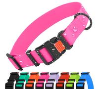 CollarDirect Adjustable Dog Collar Colorful Waterproof Pet Collars for Small Medium Large Dogs Puppy Pink Black Blue Mint Green Orange (Neck Fit 14"-18", Pink)