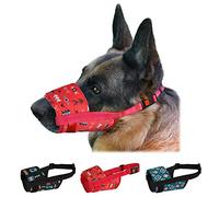 CollarDirect Dog Muzzle for Small Medium Large Dogs Soft Breathable Nylon Safety Pattern Mouth Cover Anti Biting Barking Print Pet Muzzles (Pattern 1, M/L)