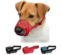 CollarDirect Dog Muzzle for Small Medium Large Dogs Soft Breathable Nylon Safety Pattern Mouth Cover Anti Biting Barking Print Pet Muzzles (Pattern 1, XS/S)