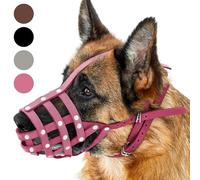 CollarDirect Dog Muzzle German Shepherd Dalmatian Doberman Setter Leather Basket Medium Large Breeds (Pink, Large)