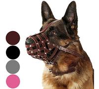 CollarDirect Dog Muzzle German Shepherd Dalmatian Doberman Setter Leather Basket Medium Large Breeds Black Brown (L, Chestnut Brown)