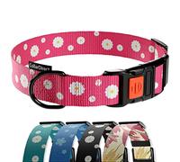 CollarDirect Floral Dog Collar Nylon Pattern Flower Print Adjustable Pet Collars for Dogs Small Medium Large Puppy (Pink, Neck Fit 14"-18")