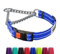 CollarDirect Martingale Dog Collar Dog Choke Collars Stainless Steel Chain Quick Release Buckle - Reflective Collar for Large, Medium, Small Dogs (Blue, S, 30-37 cm)