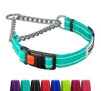 CollarDirect Martingale Dog Collar Dog Choke Collars Stainless Steel Chain Quick Release Buckle - Reflective Collar for Large, Medium, Small Dogs (Mint Green, L, 41-54 cm)