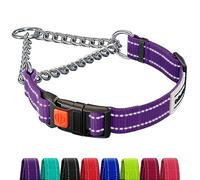 CollarDirect Martingale Dog Collar Dog Choke Collars Stainless Steel Chain Quick Release Buckle - Reflective Collar for Large, Medium, Small Dogs (Purple, M, 35-42 cm)