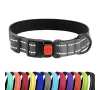 CollarDirect Padded Nylon Reflective Dog Collar for a Small, Medium, Large Dog or Puppy with a Quick Release Buckle - Boy and Girl (Grey, 25-33 cm)