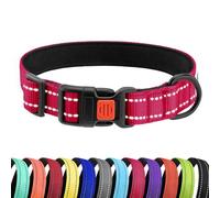 CollarDirect Padded Nylon Reflective Dog Collar for a Small, Medium, Large Dog or Puppy with a Quick Release Buckle - Boy and Girl (Pink, 30-40 cm)