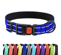 CollarDirect Padded Nylon Reflective Dog Collar for a Small, Medium, Large Dog or Puppy with a Quick Release Buckle - Boy and Girl (Dark Blue, 25-33 cm)