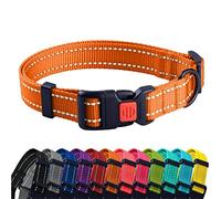 CollarDirect Reflective Dog Collar for a Small, Medium, Large Dog or Puppy with a Quick Release Buckle and Padding - Boy and Girl (Orange, 7''-11'')