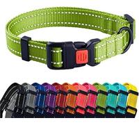 CollarDirect Reflective Dog Collar for a Small, Medium, Large Dog or Puppy with a Quick Release Buckle and Padding - Boy and Girl (Lime Green, 7''-11'')