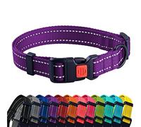 CollarDirect Reflective Dog Collar for a Small, Medium, Large Dog or Puppy with a Quick Release Buckle and Padding - Boy and Girl (Purple, 7''-11'')