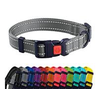CollarDirect Reflective Dog Collar for a Small, Medium, Large Dog or Puppy with a Quick Release Buckle - Boy and Girl (Grey, 12''-16'')