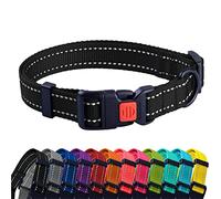 CollarDirect Reflective Dog Collar for a Small, Medium, Large Dog or Puppy with a Quick Release Buckle - Boy and Girl (Black, 14''-18'')