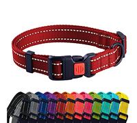 CollarDirect Reflective Dog Collar for a Small, Medium, Large Dog or Puppy with a Quick Release Buckle - Boy and Girl (Red, 14''-18'')