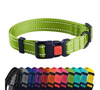 CollarDirect Reflective Dog Collar for a Small, Medium, Large Dog or Puppy with a Quick Release Buckle - Boy and Girl (Lime Green, 14''-18'')