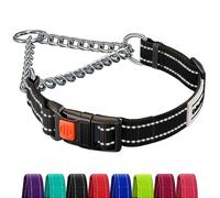 CollarDirect Reflective Dog Collar Martingale Collars Side Release Buckle Chain Training Adjustable Pet Collars (L, Neck Size 17"-22", Black)