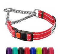 CollarDirect Reflective Dog Collar Martingale Collars Side Release Buckle Chain Training Adjustable Pet Collars (M, 35-42 cm, Red)