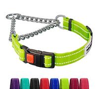 CollarDirect Reflective Dog Collar Martingale Collars Side Release Buckle Chain Training Adjustable Pet Collars (L, Neck Size 17"-22", Lime Green)