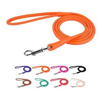 CollarDirect Rolled Leather Dog Leash 4ft, Soft Padded Training Dog Lead 6ft, Puppy Leash Rolled Leather Small Medium Large Black Blue Red Orange Green Pink White (Orange, Size M 6ft)