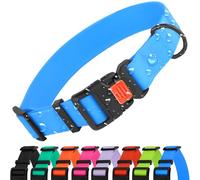 CollarDirect Waterproof Dog Collar - Silicone, Plastic Collar, Odor-Resistant, Easy to Clean, For Large, Medium, Small Dogs - Adjustable Collar with Breakaway Buckle (Neck Fit 10"-13", Blue)
