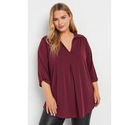 Collared Pleat Front Swing Top Yours Burgundy 20