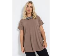 Yours Curve Leopard Print Collared Swing Top - Women's - Plus Size Curve Brown