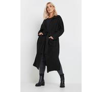 Yours Curve Collared Tie Waist Coatigan - Women's - Plus Size Curve Black