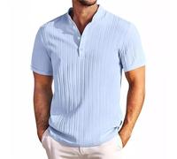 Collarless Shirts for Men Short Sleeve Loose Fit Casual Cotton Linen Henley Tshirts Breathable Button Up Beach Vacation Summer Business Tees Running Lightweight Sports Big and Tall Tops