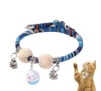 Collars for Cats - Cedar-Bead Kitten Collar with Bell - Aesthetic Animals Necklace with Adjustable Buckle for Walking Travel Living Room Small Medium Large Breeds