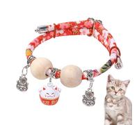 Collars for Cats,Kitten Bell Cedar-Bead Cat Collar - Animals Adjustable Soft Decoration All-Day Wear for Small Medium Large Breeds Travel Walking Training