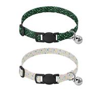 Collars for Small Dogs 5-15Lbs Adjustable Dog Girls and Boys Collar 2 Pack Black & Green Gradient Colorful Triangle