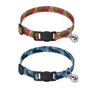 Collars for Small Dogs 5-15Lbs Adjustable Girl & Boy Dog Collars 2 Pack Carnival Animal Fur Print Magenta Green Animal Wolf Fur Print Blue