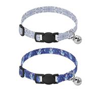 Collars for Small Dogs 5-15Lbs Adjustable Male Dog Collars Set of 2 Christmas Blue White Ornament Christmas Blue Snowman Night Sky