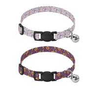 Collars for Small Dogs Adjustable Dog Collar for Girls and Boys 2 Pack Watercolor Purple Flower Vintage Flowers Rustic Purple