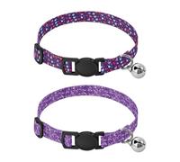 Collars for Small Dogs Adjustable Dog Collars for Females 2 Packs Cute Purple Hearts Valentine's Day Cute Purple Hearts Valentine's Day