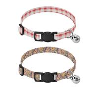 Collars for Small Dogs Quick Release Buckle Collar for Female Dogs 2 Pack Buffalo Plaid Check Red Art Deco Flowers