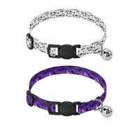 Collars for Small Dogs Quick Release Buckle Dog Girls and Boys Collar 2 Pcs Black White Cow Milk Farm Purple Bat Moon Halloween
