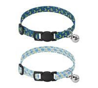 Collars for Small Dogs Quick Release Buckle Female and Male Dog Collar 2 Pack Surfing Crocodiles Summer Blue Elephants Floral